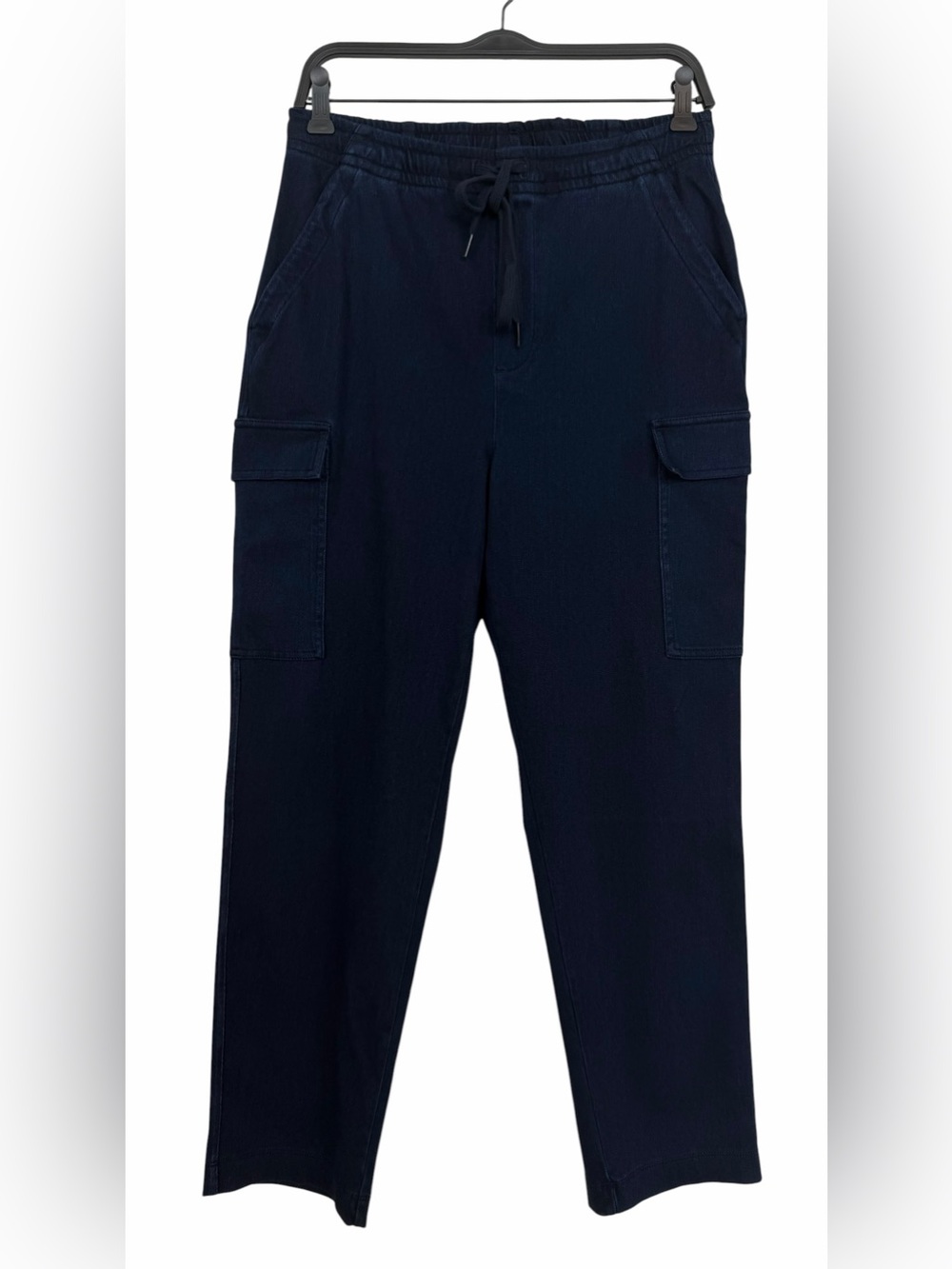 Lands End Sport Knit Straight Leg Pants Joggers Elastic Waist Dark Blue Medium